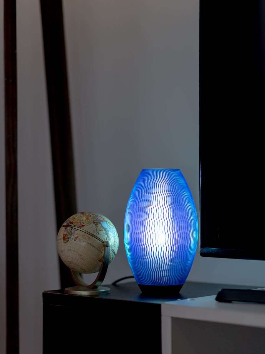 Velador Hamburg Azul Cristal 20 Cm